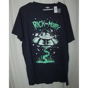 Old Navy Men Short Sleeve Tee Shirt Rick and Morty Navy Blue Cotton Size XL NWT